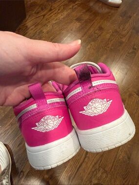 Girl’s Air Jordan Kids Hot Pink and White Low-Top Sneakers